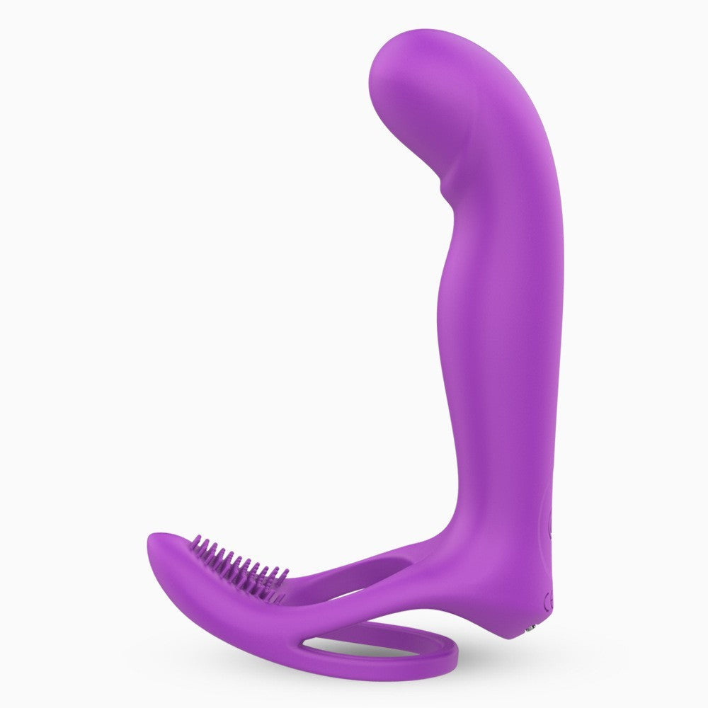 Masajeador de próstata con bloqueo de esperma de doble capa para hombres y mujeres, anillo de herradura de doble enchufe con Control remoto