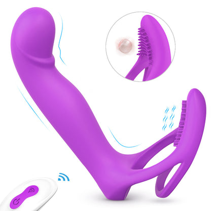Double-layer Sperm Locking Prostate Massager For Men And Women Remote Control Double Plug Horseshoe Ring