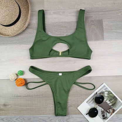 Ellolace Sexy Bikini Hollow Out Women's Swimsuit High Cut Micro Swimwear 2022 Stylish Bathing Suit Beach Outfits 2 Pieces