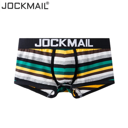 Jockmail Fashion Brand Sexy Underwear Men Boxer Rainbow Stripe Boxershorts Men Low-Rise Breathable Pouch Gay Calzoncillos Hombre