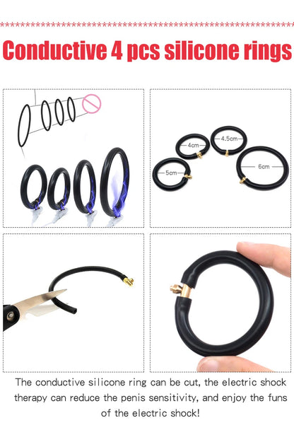 Electro Shock Penis Ring,E-stim Cock Cage,Penis Stimulation Cock Ring,Penis Extender Enlargement Ring,Sex Tool For Men Adult Toy