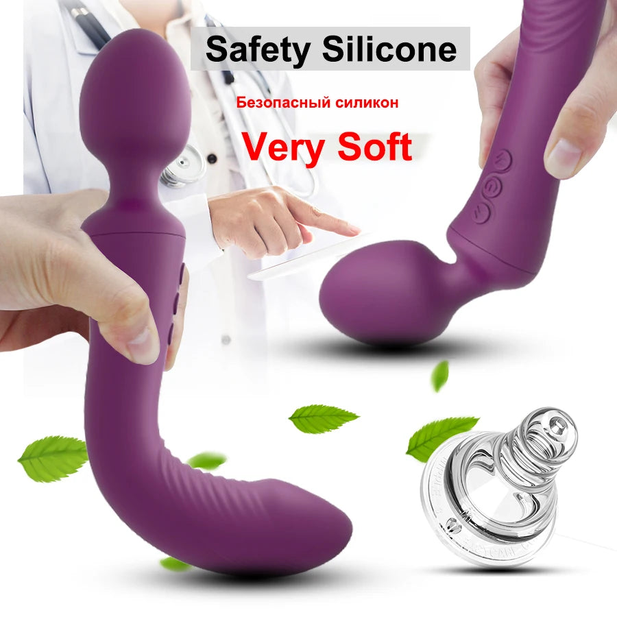 Dual Vibrator Sex Toys for Women Powerful Magic Wand Clitoris Vagina Massage Anal Plug G Spot Vibrating Adults Sexy Products