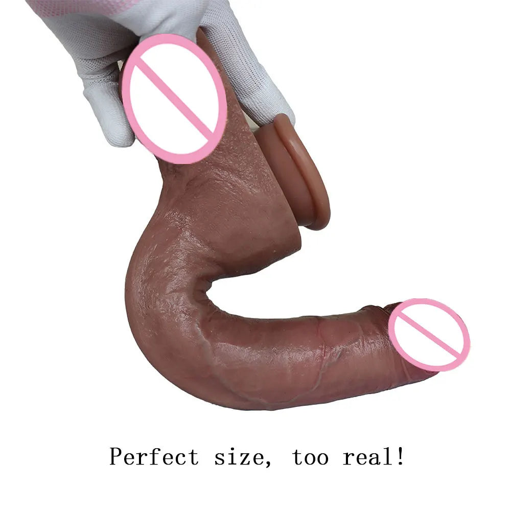 Skin Feeling Realistic Penis Soft Sexy Huge Dildo Female Masturbator Double Layer Silicone Suction Cup Adults For Women Big Dick