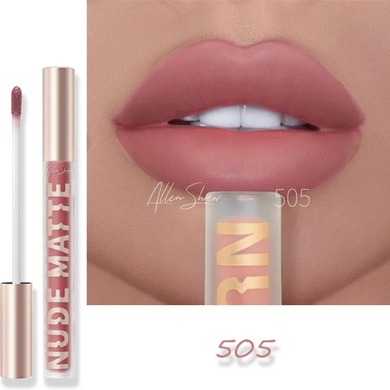 Nude Matte Lip Gloss 8 Color Waterproof Long Lasting Sexy Red Liquid Lipstick Moisturizing Nonstick Cup Makeup Lip Tint Cosmetic