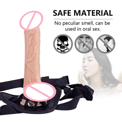 Dildo Strap On Realistic Penis with Suction Cup G-spot Anal Butt Plug Belt Wearable Panties Adult Lesbian Masturbation Sex Toy