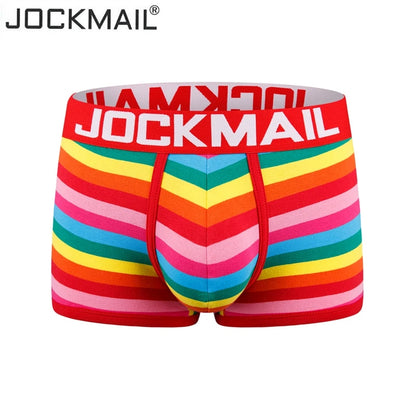 Jockmail Fashion Brand Sexy Underwear Men Boxer Rainbow Stripe Boxershorts Men Low-Rise Breathable Pouch Gay Calzoncillos Hombre