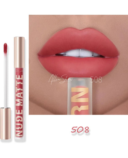 Nude Matte Lip Gloss 8 Color Waterproof Long Lasting Sexy Red Liquid Lipstick Moisturizing Nonstick Cup Makeup Lip Tint Cosmetic