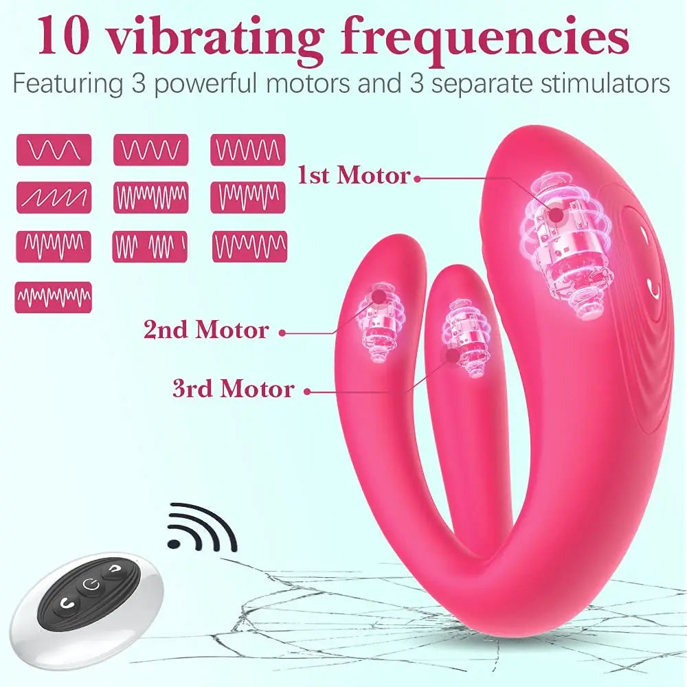 New Couple Vibrator Triple Vagina Stimulator With Wireless Remote Control Rechargeable Vibrating Clitoris Sex Toy For Couple