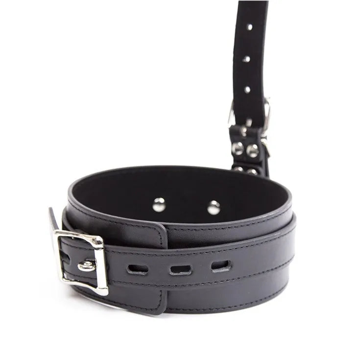 BDSM PU Leather Slave Fetish Bondage Lockable Neck Collar With Nose Hook Restraint Couple Sex Toys