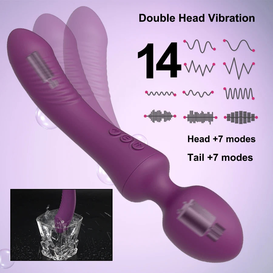 Dual Vibrator Sex Toys for Women Powerful Magic Wand Clitoris Vagina Massage Anal Plug G Spot Vibrating Adults Sexy Products