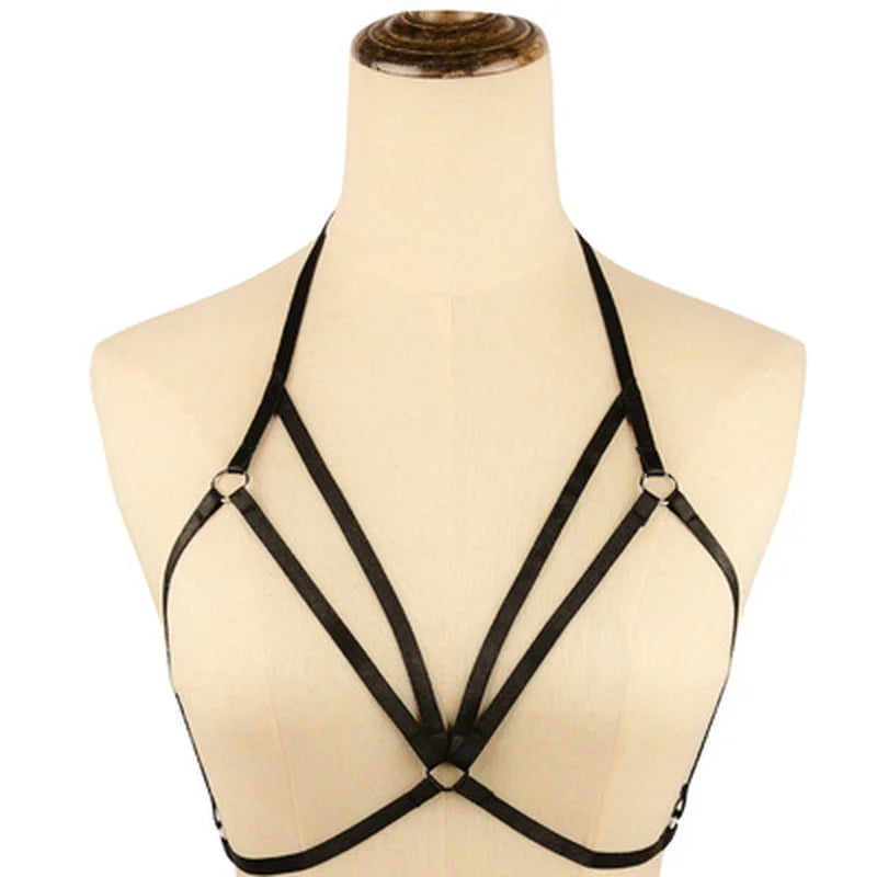 BDSM Lingerie Body Harness Bra for Women Fetish Chest Bondage Bra Cage Sexy Hollow Elastic Goth Crop Tops Suspender Garter Belt