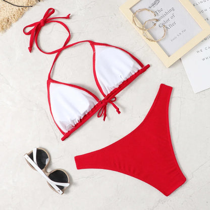 2022 new sexy bikini suit solid color swimsuit women's Beach swimsuit