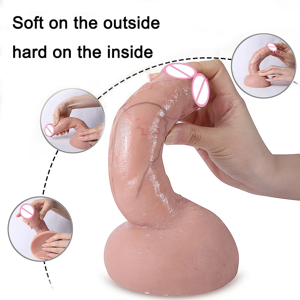 New Skin Feel Realistic Rubber Dildo Lesbian Masturbators Silicone Dick Big Suction Cup Penis Anal Plug Sex Toy for Men Women