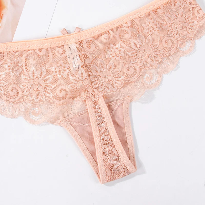 3 Pcs Woman Panties Sexy Lace Thong Underwear Lingerie Female T-back Temptation Low Waist Women Transparent G String