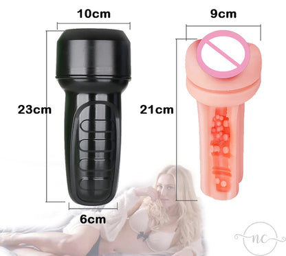 23CM Male Masturbator Cup Realistic Vagina Pocket Pussy Man Masturbation Glans Blowjob Airplane Cup Sucking Sex Product for Men