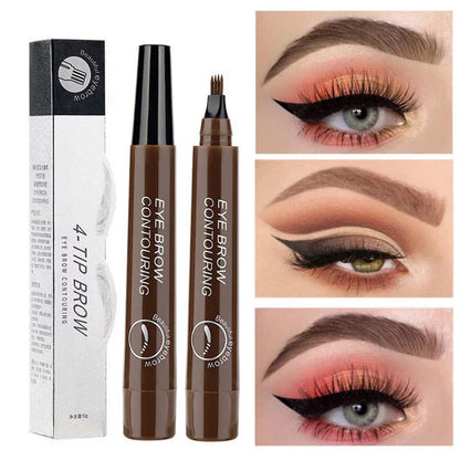 5 Colors Waterproof 4 Fork Tip Eyebrow Tattoo Pencil Long Lasting Brown Liquid Eyebrow Pen Eye Cosmetics Women Beauty Makeup