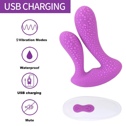 Double Penetration Dual Head Anal Plug Vibrator Anus Vagina Massager 9 Speed G-Spot Stimulator Remote Control Sex Toys For Woman