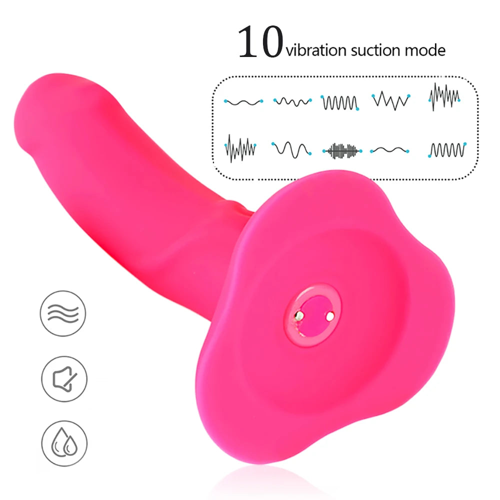 10 Speed Vibrating Strap On Dildo Vibrator Panties Women's Lesbian Sex Bondage Dildo Belt Penis Artificial Sex Toys For Womans