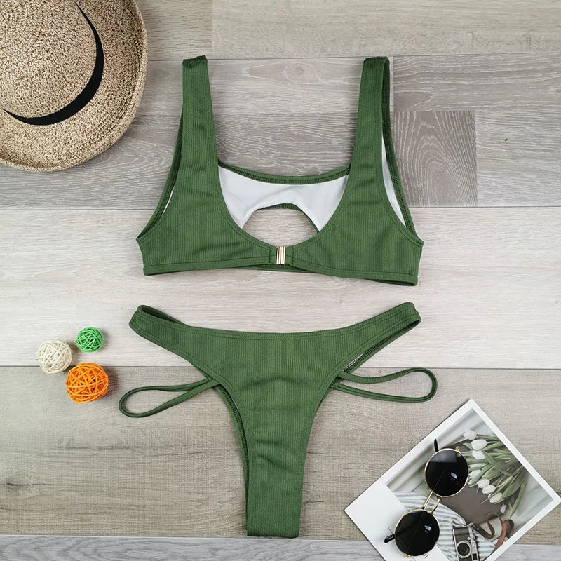 Ellolace Sexy Bikini Hollow Out Women's Swimsuit High Cut Micro Swimwear 2022 Stylish Bathing Suit Beach Outfits 2 Pieces