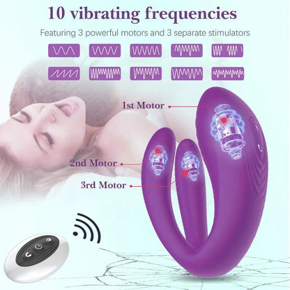 New Couple Vibrator Triple Vagina Stimulator With Wireless Remote Control Rechargeable Vibrating Clitoris Sex Toy For Couple