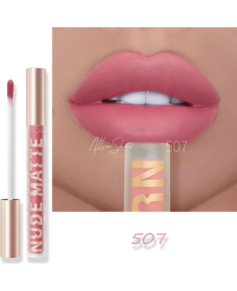 Nude Matte Lip Gloss 8 Color Waterproof Long Lasting Sexy Red Liquid Lipstick Moisturizing Nonstick Cup Makeup Lip Tint Cosmetic