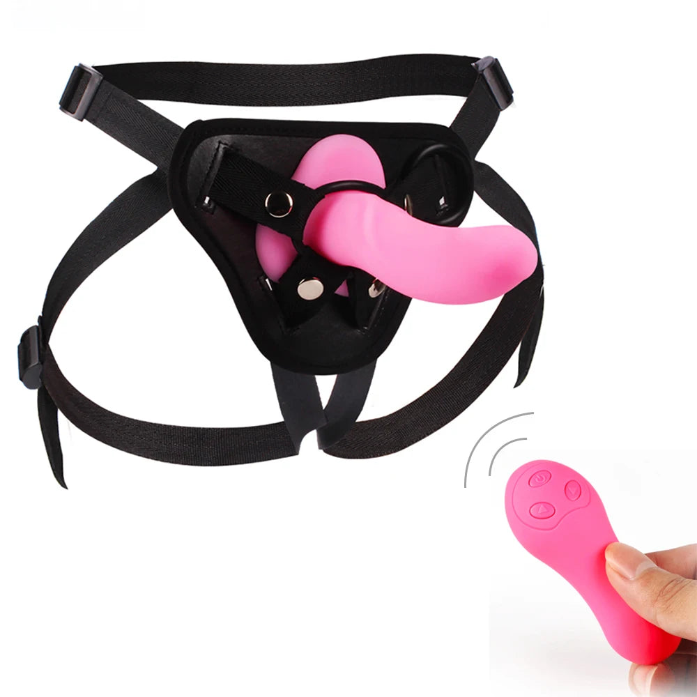 10 Speed Vibrating Strap On Dildo Vibrator Panties Women's Lesbian Sex Bondage Dildo Belt Penis Artificial Sex Toys For Womans