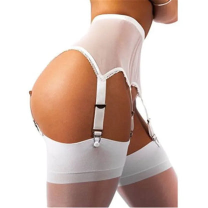 Sexy Women Vintage High Waist Garter Belt Sexy Lingerie Suspender Elastic Belt Stocking Garter Belt with 6 Metal Buckles Straps