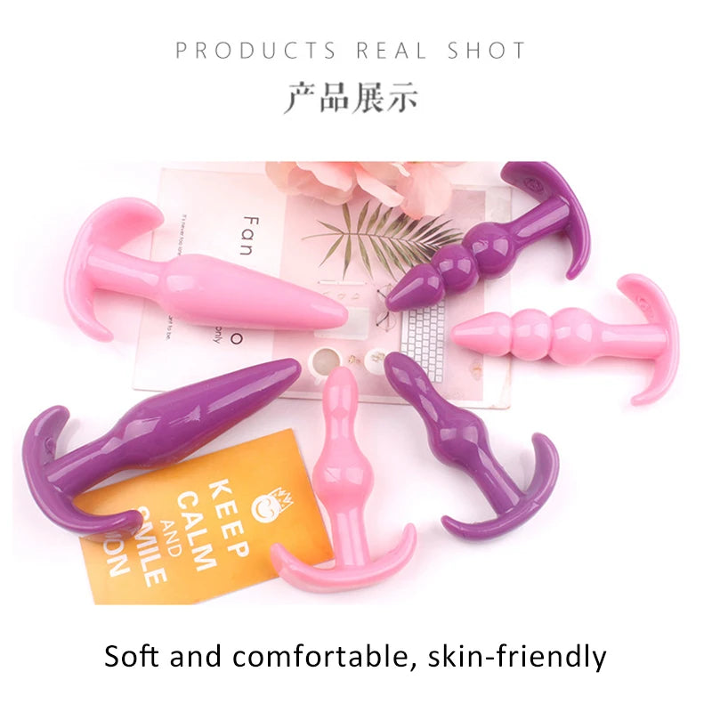 3Pcs/Set Comfortable Silicone Dildo Anal Plug Bead Butt Plug Anus Erotic No Vibrator Sex Toys For Women Women Gode Adult Games