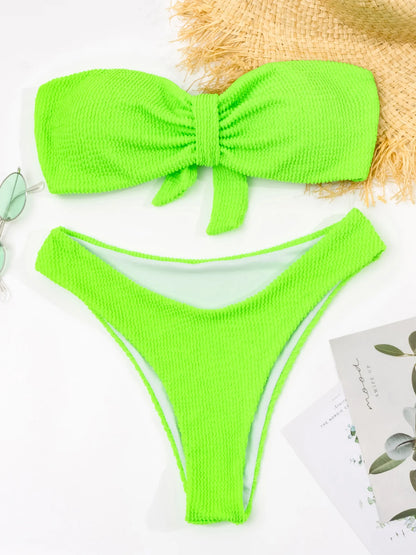 2024 Sexy Women High Waist Bikini Swimsuit Swimwear Female Bandeau Thong Brazilian Bikini Set Bathing Suit Bather