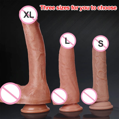 Skin Feeling Realistic Penis Soft Sexy Huge Dildo Female Masturbator Double-layer Silicone Suction Cup Dildos for Women Big Dick