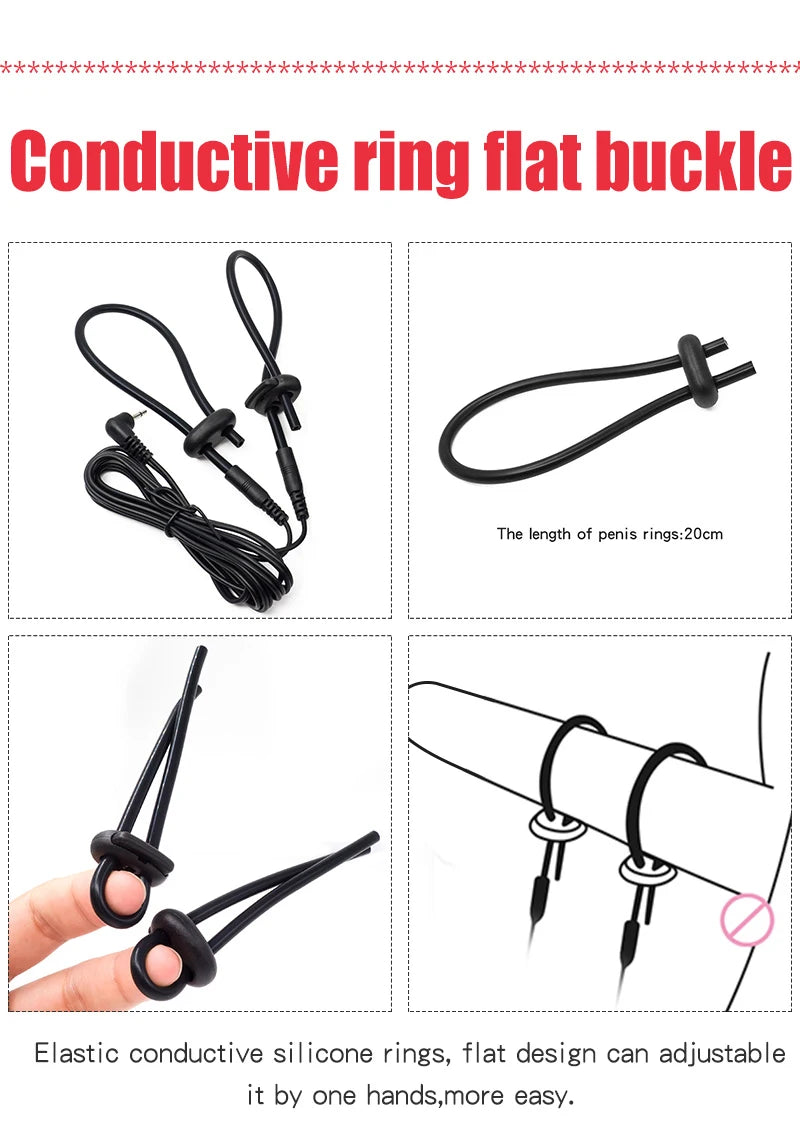 Electro Shock Penis Ring,E-stim Cock Cage,Penis Stimulation Cock Ring,Penis Extender Enlargement Ring,Sex Tool For Men Adult Toy