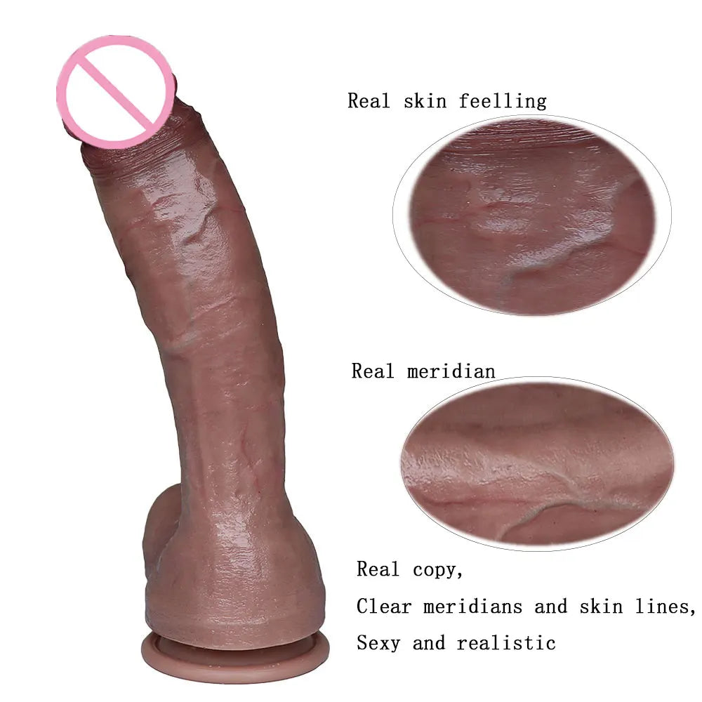 Skin Feeling Realistic Penis Soft Sexy Huge Dildo Female Masturbator Double Layer Silicone Suction Cup Adults For Women Big Dick