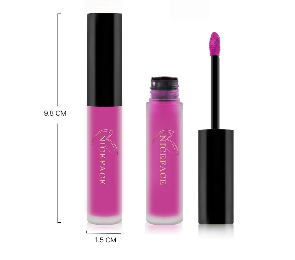 NICEFACE Nude Liquid Lipsticks Waterproof Velvet Matte Lip Gloss Long Lasting Non-stick Cup Lip Tint Makeup Pigment Cosmetics