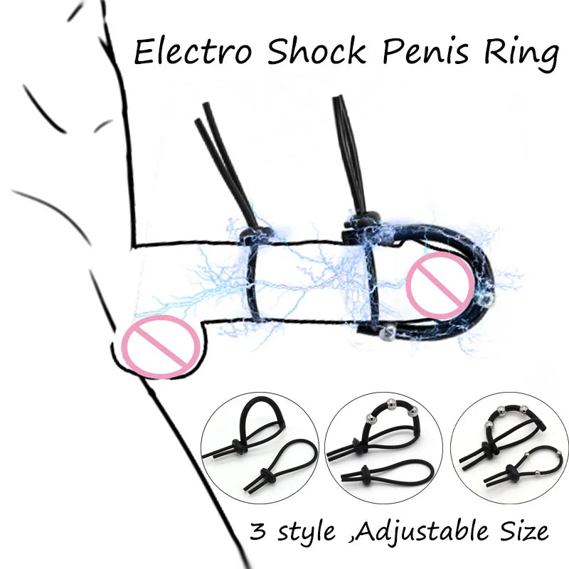 Electro Shock Penis Ring,E-stim Cock Cage,Penis Stimulation Cock Ring,Penis Extender Enlargement Ring,Sex Tool For Men Adult Toy