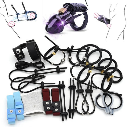 Electro Shock Penis Ring,E-stim Cock Cage,Penis Stimulation Cock Ring,Penis Extender Enlargement Ring,Sex Tool For Men Adult Toy