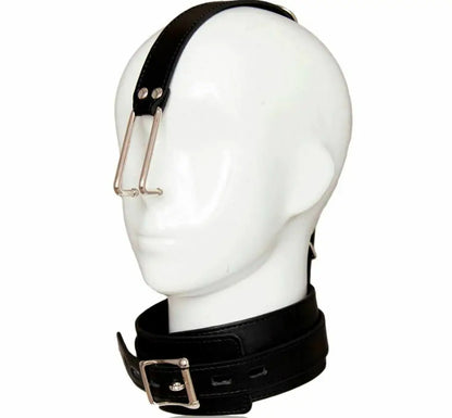 BDSM PU Leather Slave Fetish Bondage Lockable Neck Collar With Nose Hook Restraint Couple Sex Toys