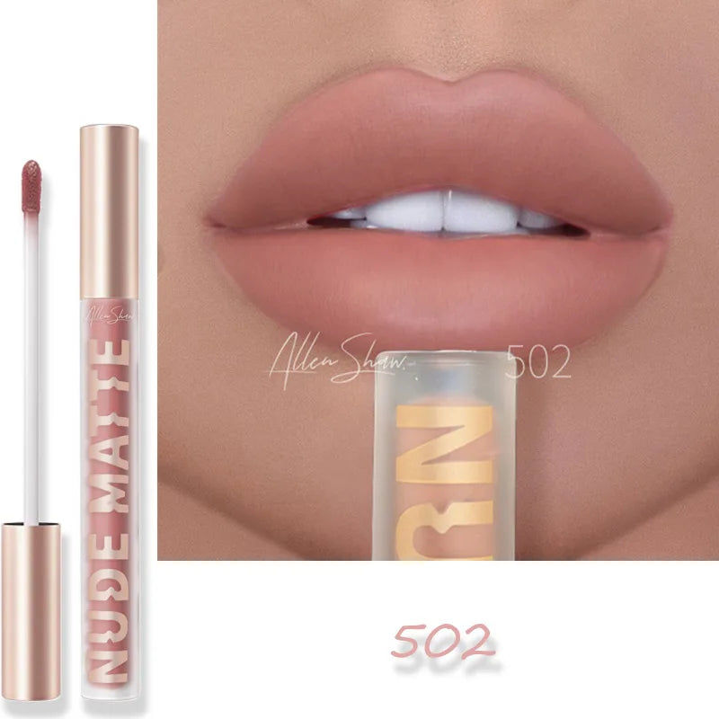 Nude Matte Lip Gloss 8 Color Waterproof Long Lasting Sexy Red Liquid Lipstick Moisturizing Nonstick Cup Makeup Lip Tint Cosmetic