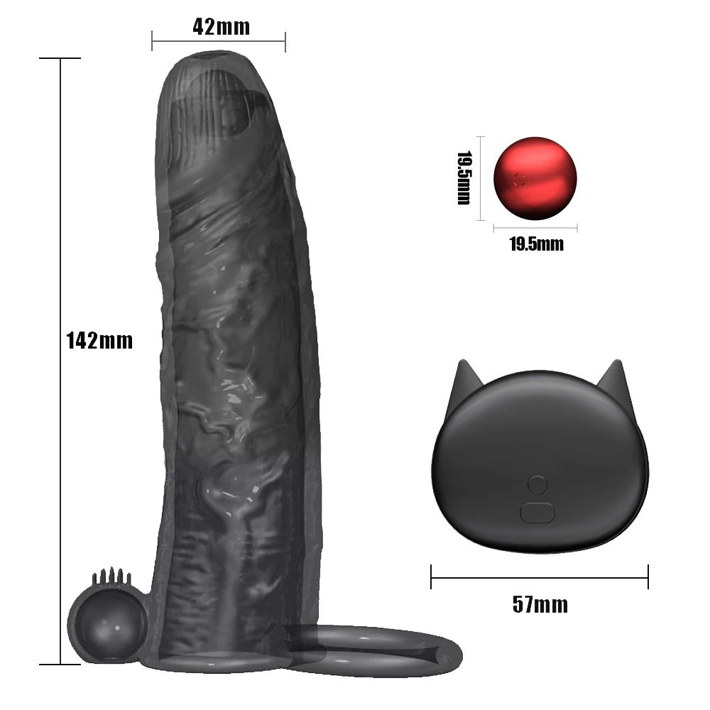 Vibrating Condoms Enlargement For Men Reusable Condoms Dildo Vibrator Penis Ring Sleeve Adult Sex Shop Sex Toy for Couples