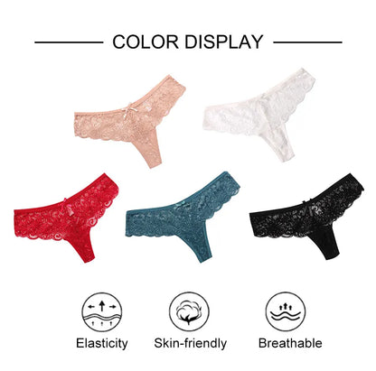 3 Pcs Woman Panties Sexy Lace Thong Underwear Lingerie Female T-back Temptation Low Waist Women Transparent G String