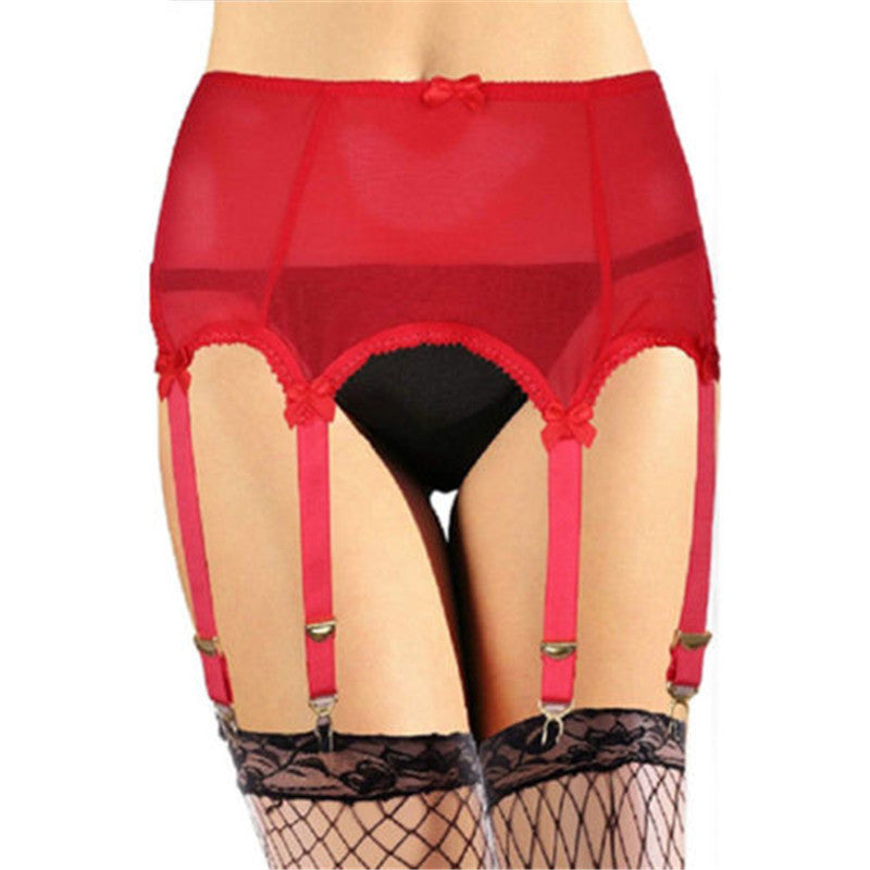 Sexy Women Vintage High Waist Garter Belt Sexy Lingerie Suspender Elastic Belt Stocking Garter Belt with 6 Metal Buckles Straps