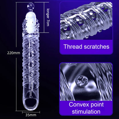 Vibrating Condoms Enlargement For Men Reusable Condoms Dildo Vibrator Penis Ring Sleeve Adult Sex Shop Sex Toy for Couples