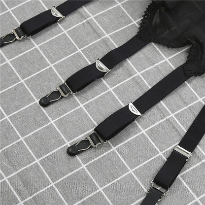 Sexy Women Vintage High Waist Garter Belt Sexy Lingerie Suspender Elastic Belt Stocking Garter Belt with 6 Metal Buckles Straps