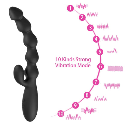 10 Speed Anal Vibrator Anal Beads Prostate Massage Dual Motor Butt Plug Stimulator USB Charge Vibrators Sex Toys For Men Women