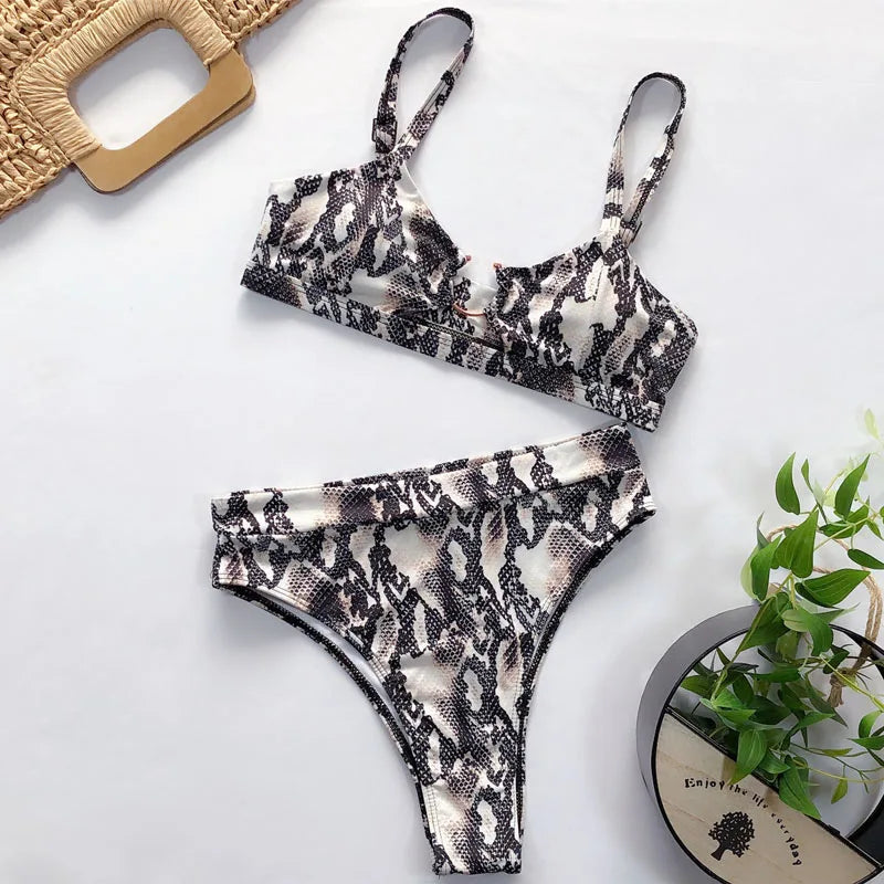 2024 Sexy Women High Waist Bikini Swimsuit Swimwear Female Bandeau Thong Brazilian Bikini Set Bathing Suit Bather