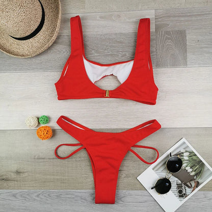 Ellolace Sexy Bikini Hollow Out Women's Swimsuit High Cut Micro Swimwear 2022 Stylish Bathing Suit Beach Outfits 2 Pieces