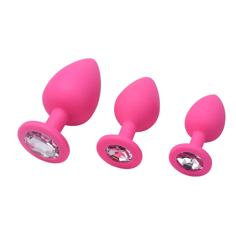 3PCS Diamond Anal ButtPlug G-spot Vestibular Stimulator Masturbator Adult Sex Toy Gay Sex Silicone Anal Sex Toy Bead Anal Opener