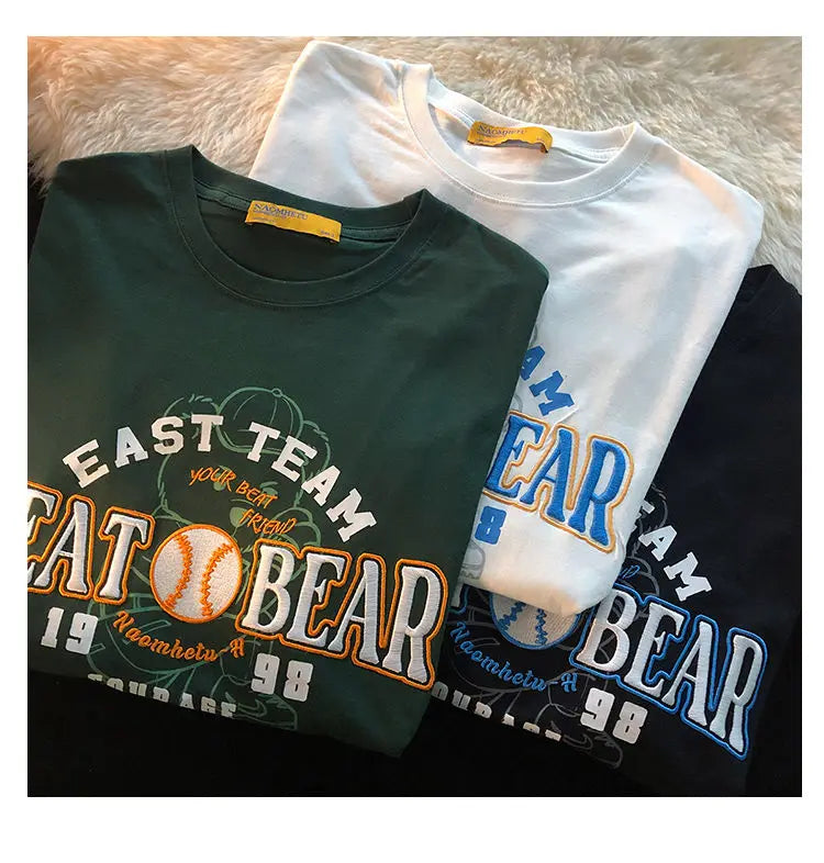 Little bear Short sleeved t-shirt women summer 2024 new Korean version loose student top ins women clothing vintage y2k top