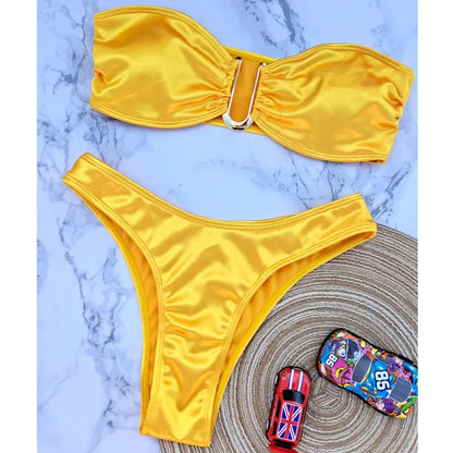 Strapless Push Up Swimwear Women Sexy Bikini Sets 2024 Summer Fashion Micro Bikini Women Low Waist Maillots De Bain Femme