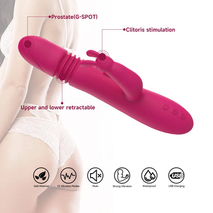 USB Rechargeable Dildo Rabbit Vibrator Sex Toys for Women Vaginal Anal Massager G Spot Clitoris Stimulation 10 Frequency extend