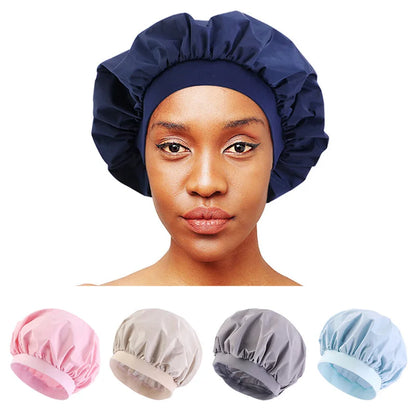 Women Waterproof Bath Hat Elastic Shower Hair Covers Bathing Caps Beanie Beauty Perm Cap Dustproof Hair Cap Bathroom Accessories